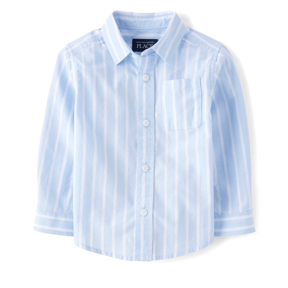 NWT Children’s Place Toddler Boys Striped Poplin Button Up Shirt